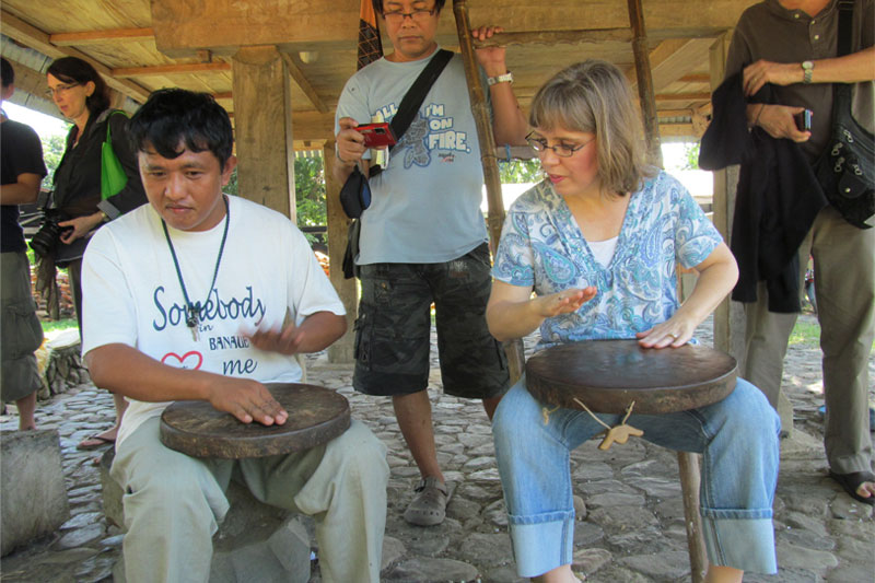 Laura Hultstrom playing a drum